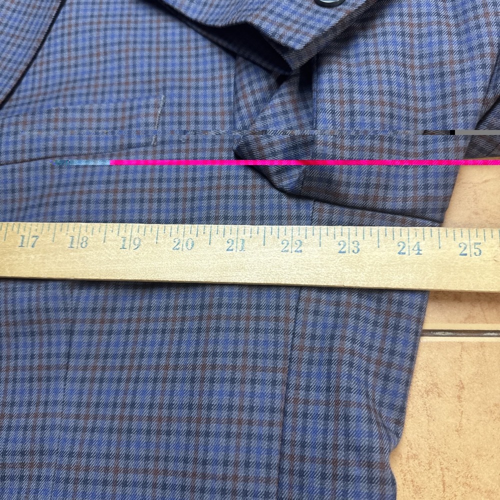 Izod Blazer Sz 46L Blue Multi Color Windowpane Plaid Preppy Sports Coat Jacket - Picture 8 of 12